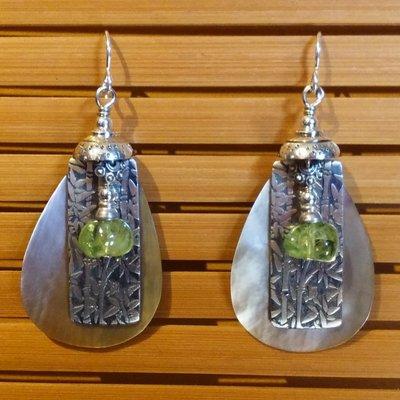 Sterling bamboo pattern, peridot