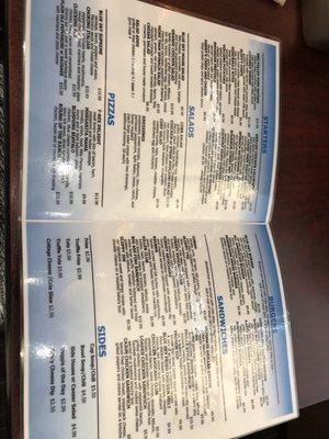 Inside and back of the menu