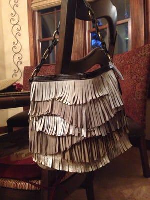 COACH, fringe, suede hobo handbag.