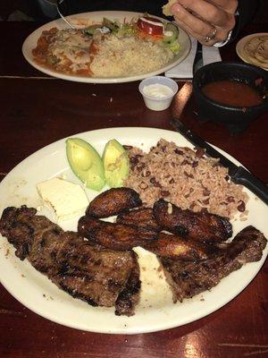 Carne Asada Mama Greta (front) and Chile Rellenos (back) - delicioso!