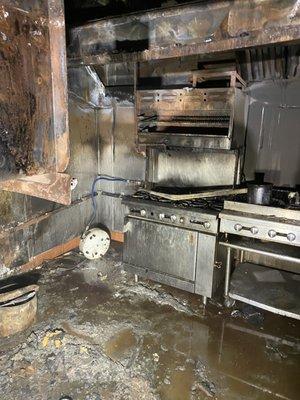 Grease trap fire. Emergency Service