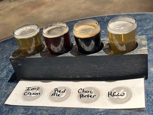 Flight of 4 beers. They were all amazing!