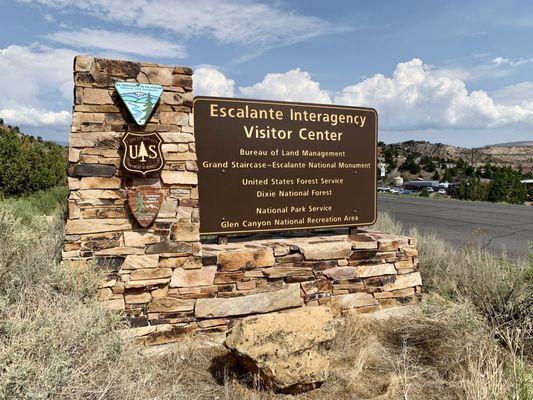 The Escalante Interagency Visitor Center Welcome Sign.