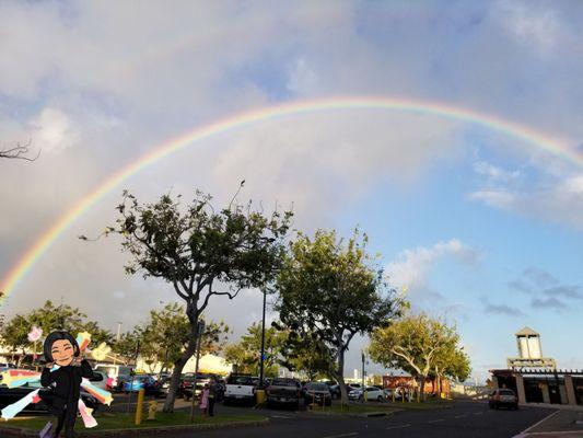 Beautiful double rainbow over the parking lot