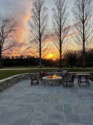 Fire pit , flagstone patio