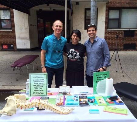 Dr. Mike and Dr. Jordan with our awesome Chiropractic Assistant, Paula at the taste of Sutton street fair.