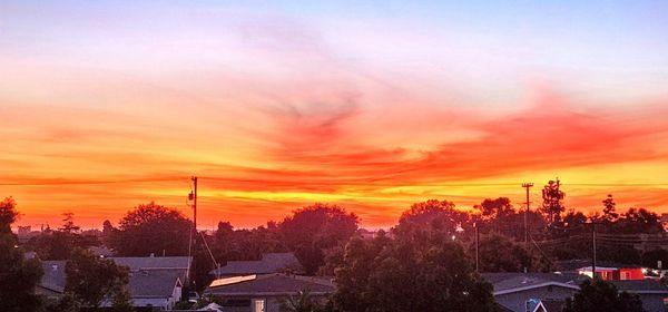 Side of staircase view of this evenings beautiful sunset.