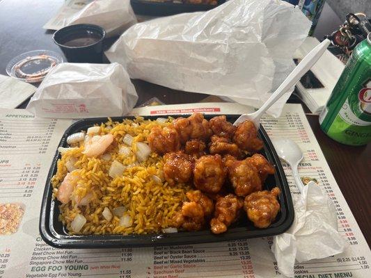 General Tsos Chicken Combo with Shrimp Fried Rice