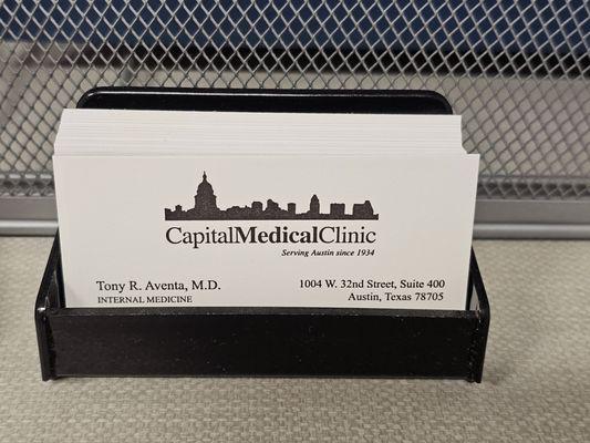 His business cards