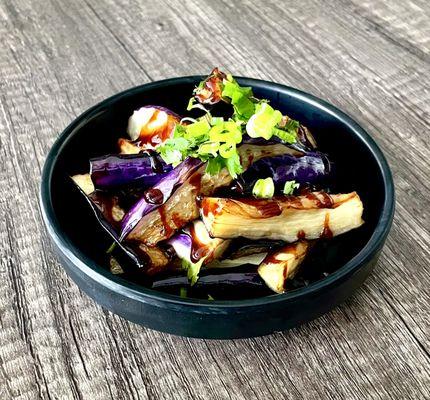 Chilled eggplant with special soy glaze and fresh cilantro & green onion