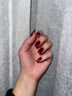 Red chrome holiday nails by rose