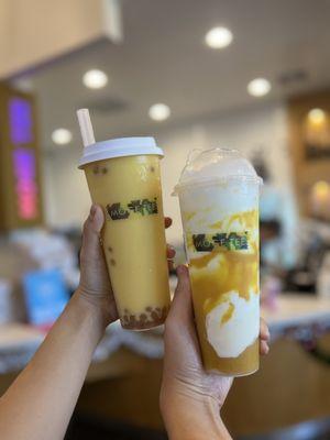 Mango coconut and mango mochi drink