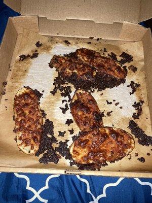 my potato skins came cold and burnt