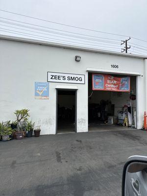 Front of the shop. Easy star certified smog test center.