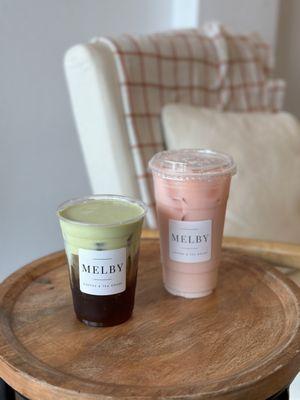 Pistachio Cold Brew, Salted Crema Rose Tea