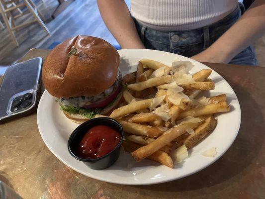 Burger with fries