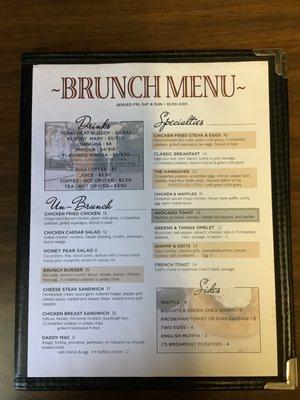 Brunch Menu April of 2021