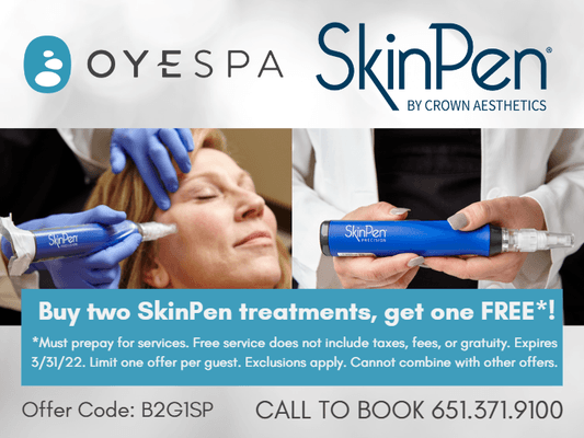 Buy two SkinPen treatments, get one FREE*!
*Conditions Apply.