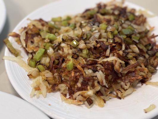 Home Cut Hash Browns (added peppers and onions)