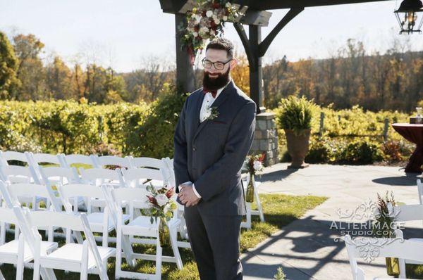 A blushing groom