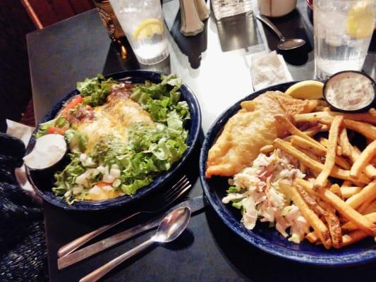 Chicken enchiladas and the "fish fry."