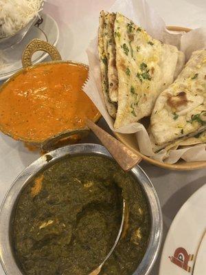 Saag paneer and garlic naan