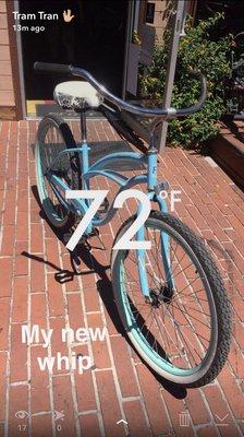 Rented this super cute bike for two days. You have to buy a separate lock though but the weather here is so nice, I don't mind!