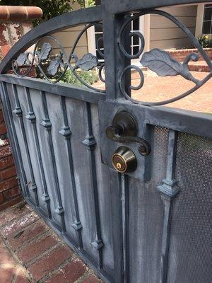 Double sided lock replacement for a gate