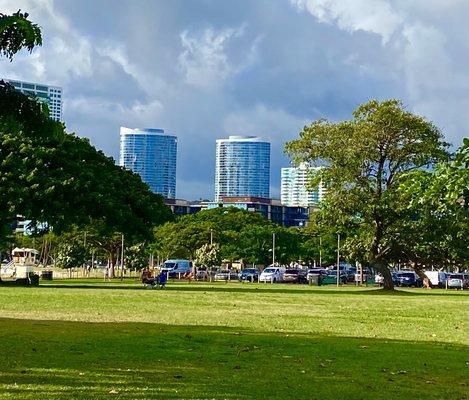 West and East Towers from Ala Moana park