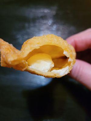 Cheese Rangoon- sad little almost empty shell. They were all like this. I'll stick with the chow fun from now on.