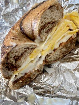 Egg & cheese on marble - huge and delicious