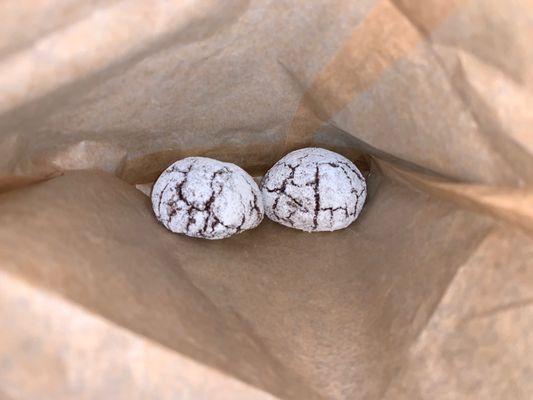 Chocolate crinkle cookies. Crisp outside; soft inside. Excellent!