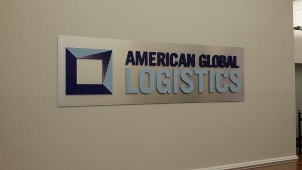 Painted & Routed PVC Letters on Brushed Aluminum Panel Lobby Sign - Multi-Site Office