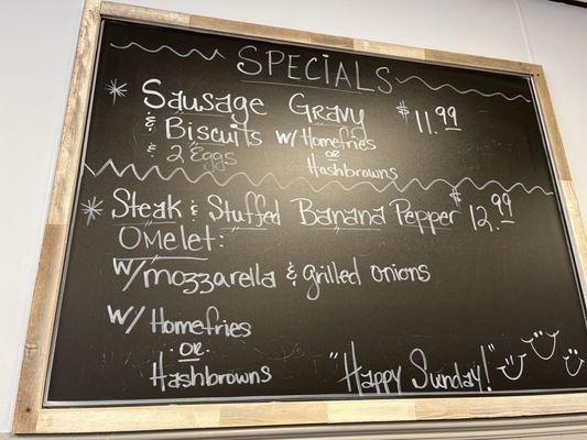 Specials menu