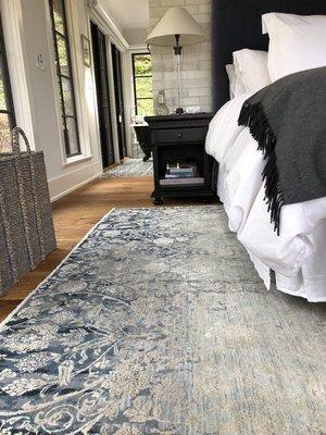 This rug worked perfectly in our client's beautiful bedroom