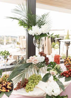 Greenery & flowers for fruit table