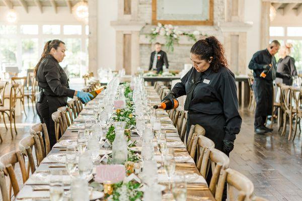 Tasty Catering team setting up a wedding.