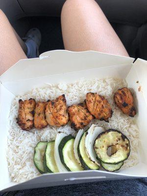 The Spicy Chicken Kabob plate