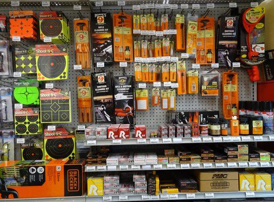 We offer a variety of ammunition, targets, and gun cleaning supplies.