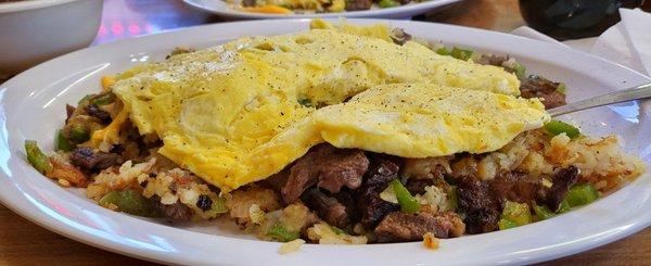 Rib Eye Skillet with hash browns