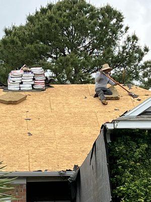 Stripping old roof