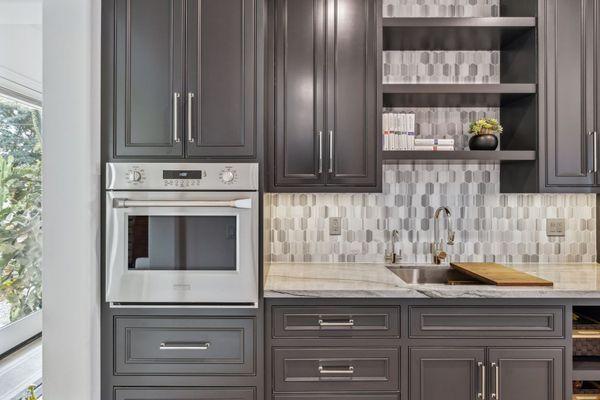 This Classic Kitchen in Rancho Santa Fe features Quartzite countertops, along with premium painted face frame cabinetry inset cabinet doors.