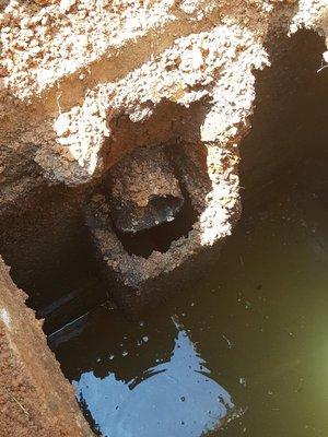 Damaged Concrete Septic Tee