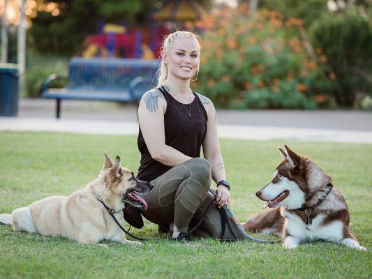 Meet our Lead Trainer, Ashley. She trains puppy to adult dogs in obedience, problem behavior, aggressive dog cases, and service dogs.