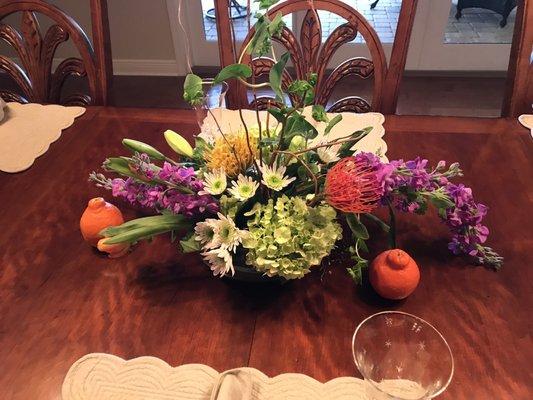 Beautiful Centerpieces I for a luncheon. So happy! Thanks Ridge Florist!