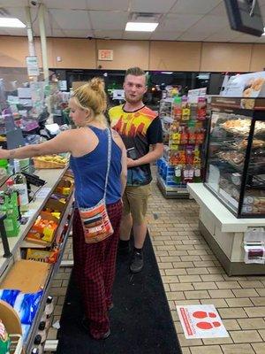 7-11 Store, 9 Mile and Hilton, Ferndale, MI  last evening.  No Masks!!