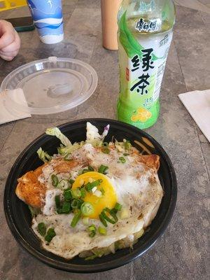 Salmon bowl, added egg