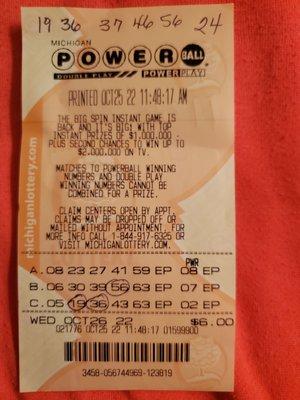 I am getting closer with numbers tonight on PowerBALL drawing!  Goodnight... 10/26/2022