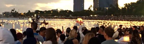 Knee deep in water and still not at the front... Lantern Floating 2016