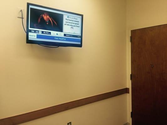 TV in one of the patient rooms! Helps pass the waiting time to see the doctor. :)